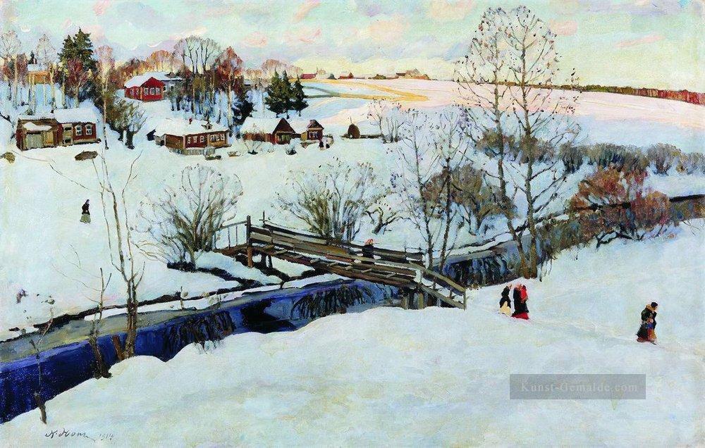 die Winter Kleine Brücke 1914 Konstantin Yuon Ölgemälde